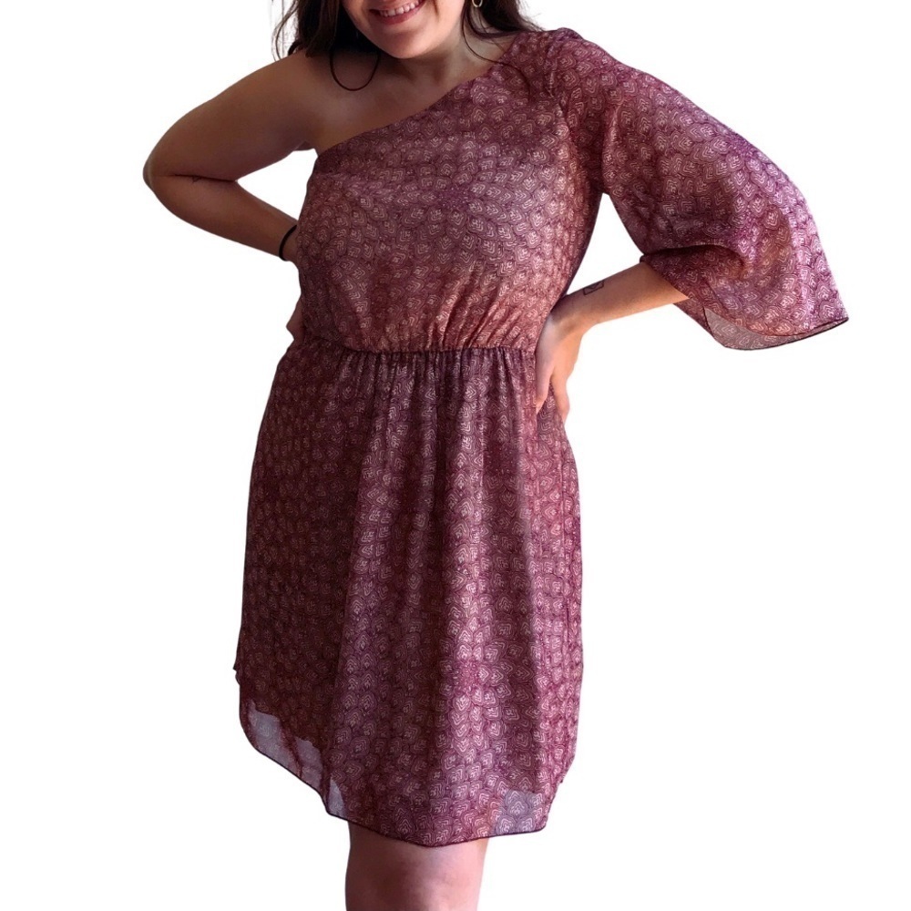 GUESS One Shoulder Fit & Flare Mini Dress Medium